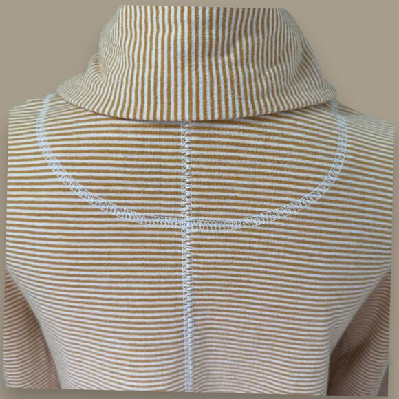 Maeve Anthropologie Cowl Neck Tunic Sweater Small Mustard Striped Soft Knit Top - Picture 6 of 8
